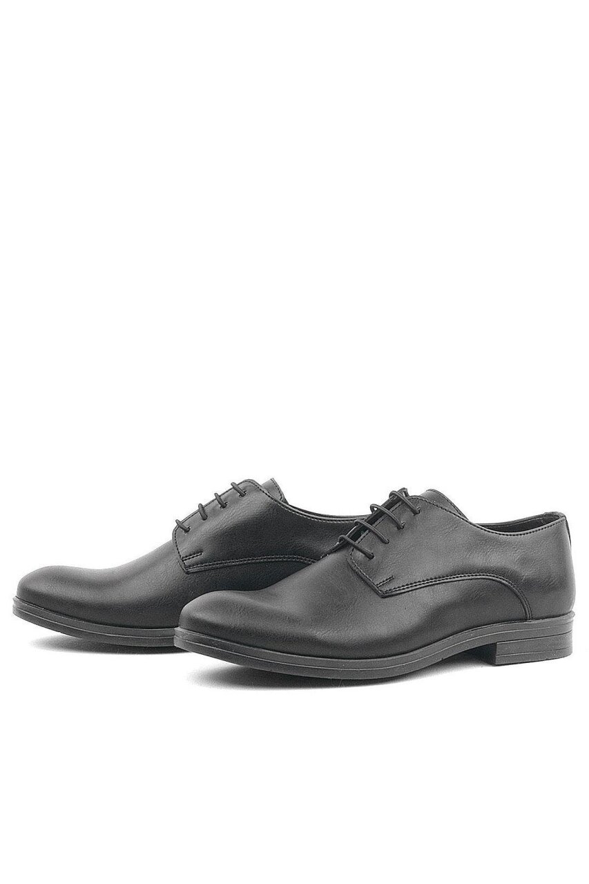 حذاء أكسفورد للأطفال من راكر بلاس أسود غير لامع برباط للمدرسة - 5