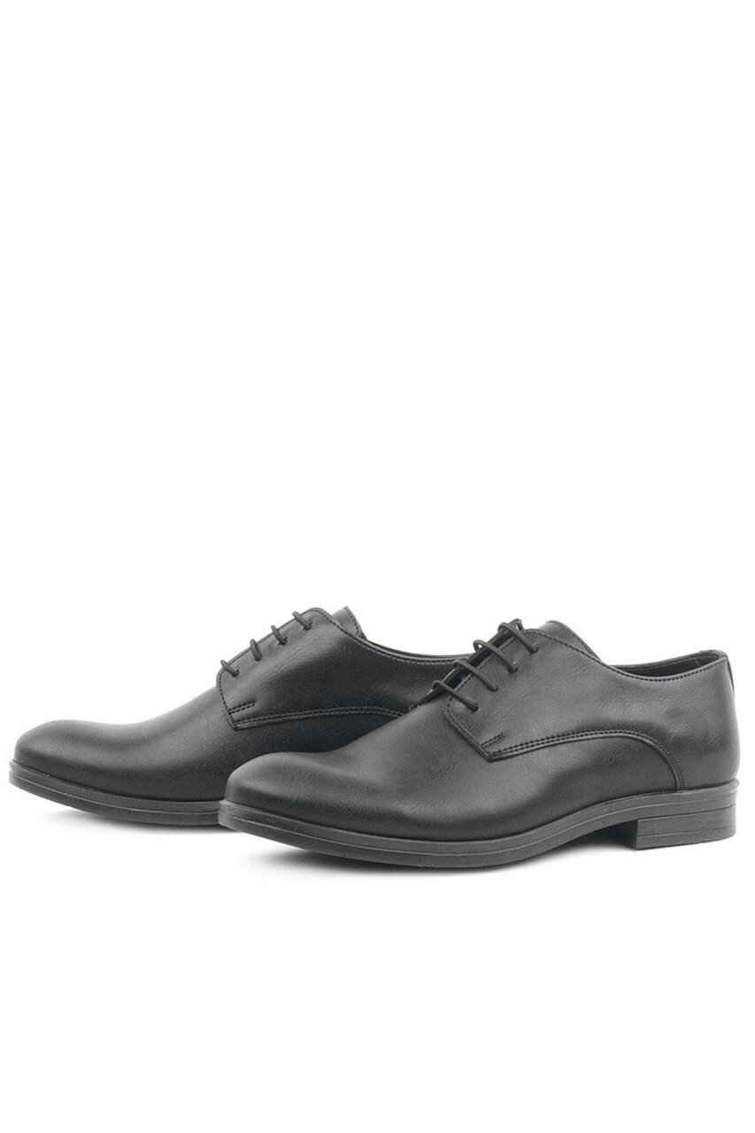 حذاء أكسفورد للأطفال من راكر بلاس أسود غير لامع برباط للمدرسة - 5