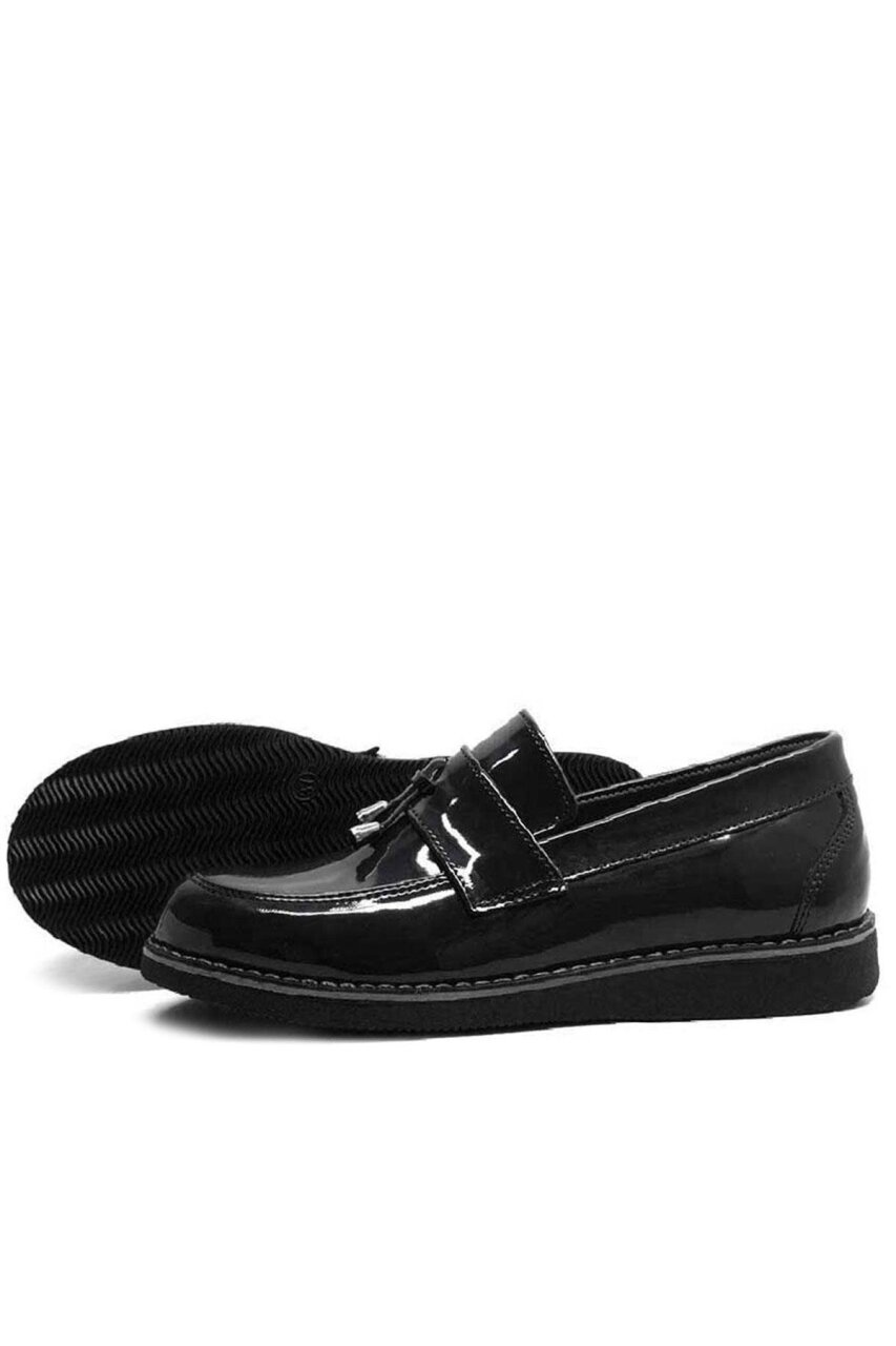 حذاء لوفر للأطفال من راكر بلاس، مصنوع من الجلد الأسود اللامع، مناسب للمدارس - 4