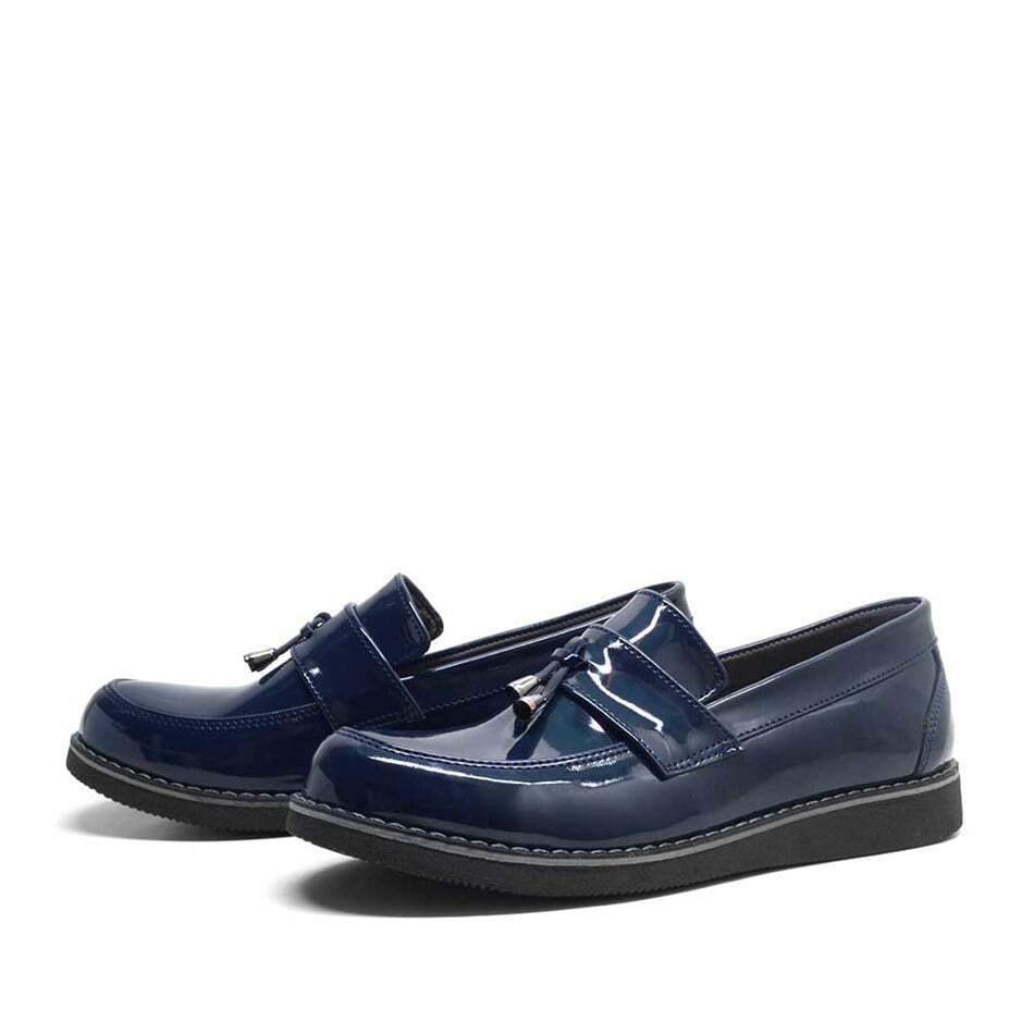 حذاء لوفر من الجلد اللامع أزرق داكن من راكر بلاس للمدارس للشباب - 4