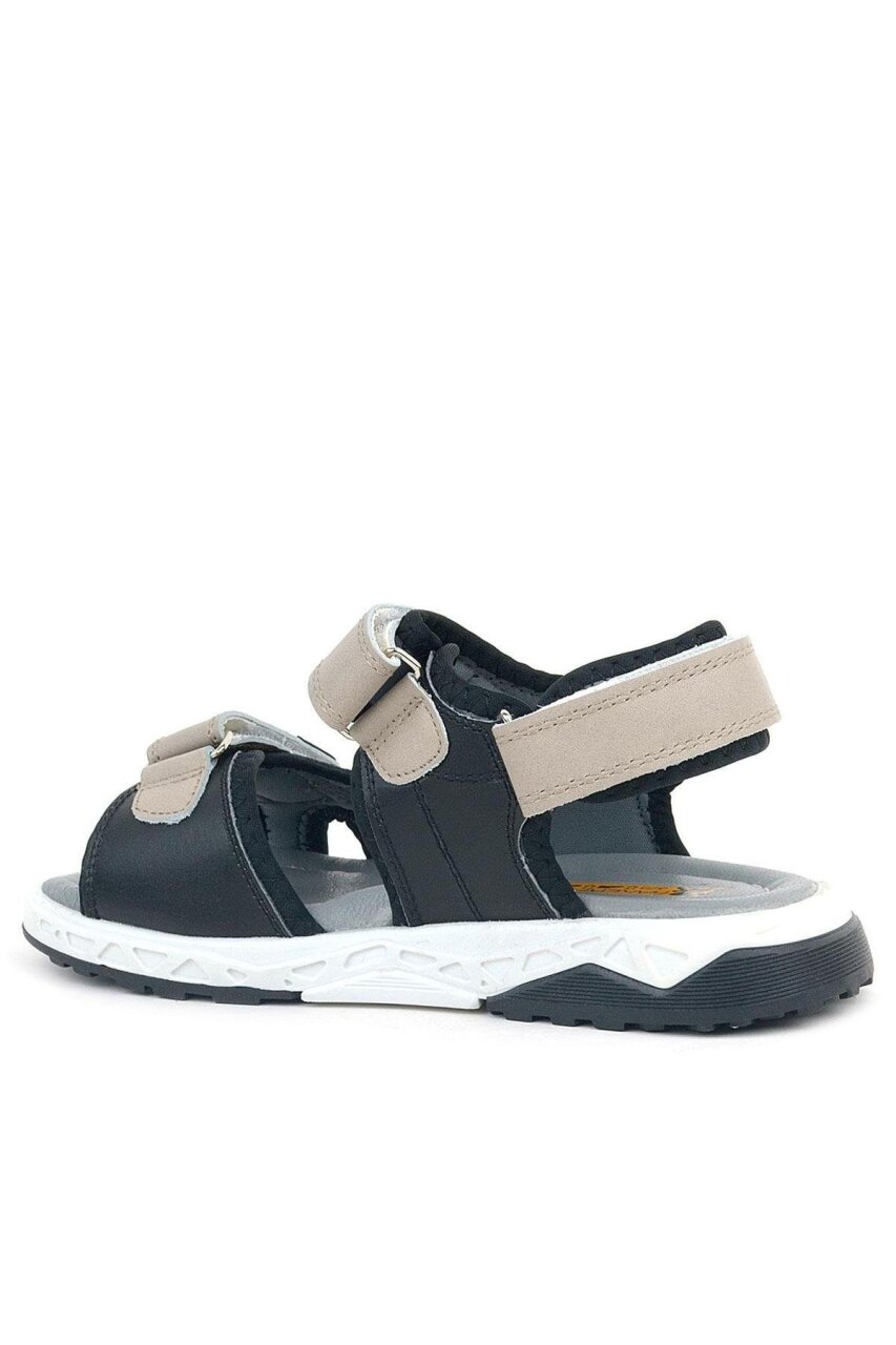 صندل أطفال من جلد طبيعي من راكر بلس، لون أسود رملي، بشريط فيلكرو - 3