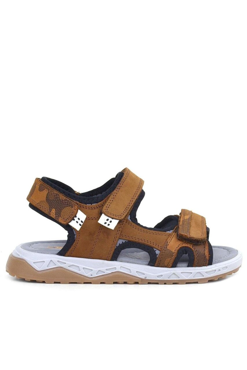 حذاء صندل للأطفال من الجلد الطبيعي باللون البني من راكر بلاس مع شريط فيلكرو - 2