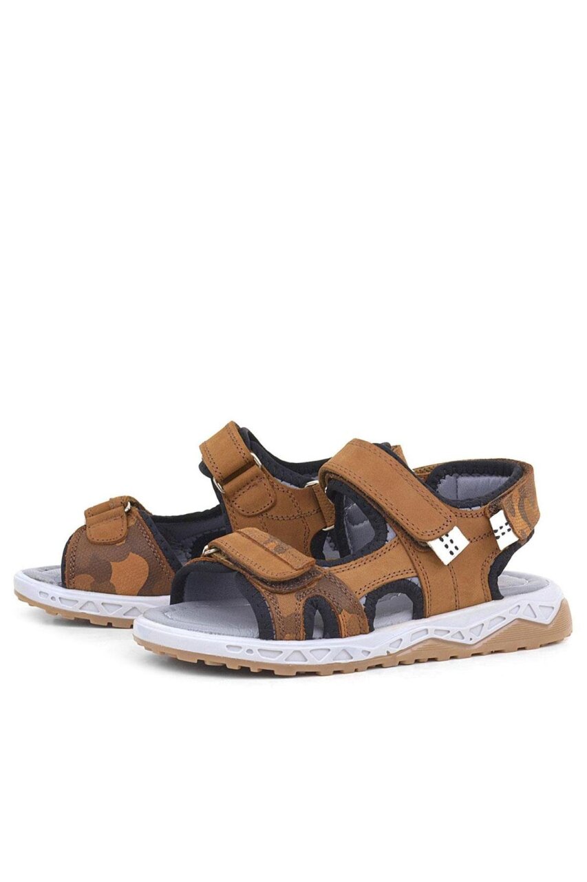 حذاء صندل للأطفال من الجلد الطبيعي باللون البني من راكر بلاس مع شريط فيلكرو - 4
