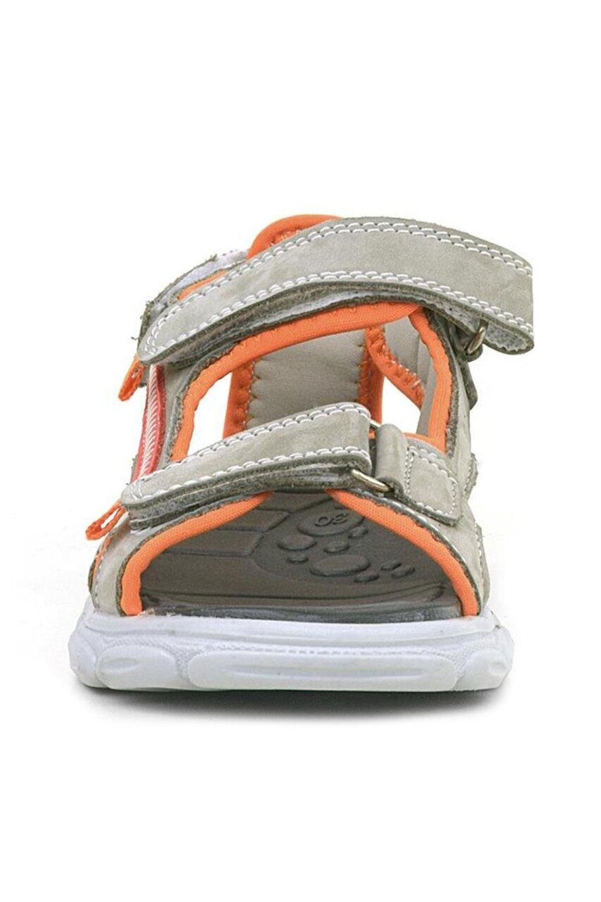 صندل أطفال من الجلد الطبيعي باللون البرتقالي الرملي - 3