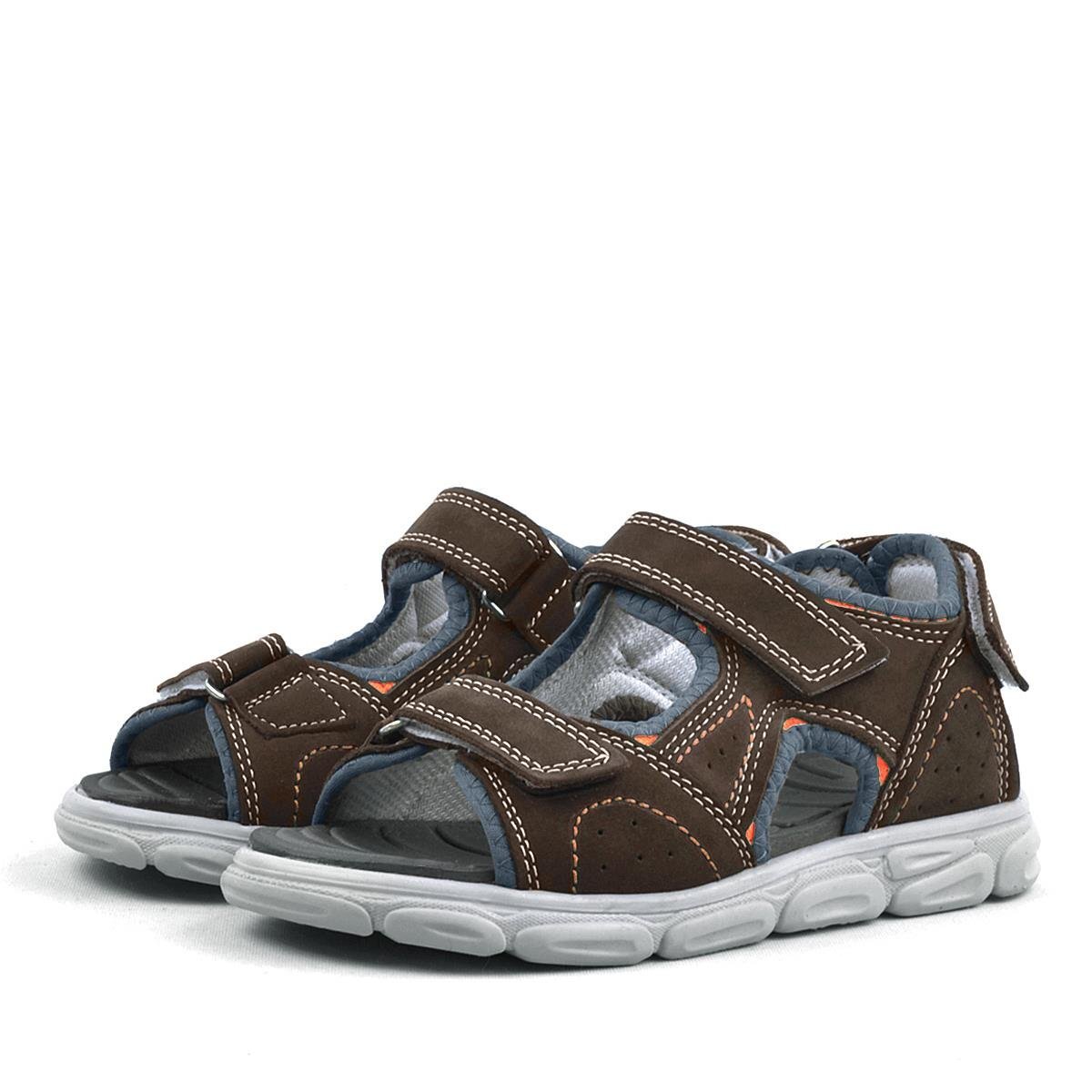 حذاء صندل للأطفال من الجلد الطبيعي باللون البني من راكر بلاس مع شريط فيلكرو - 4