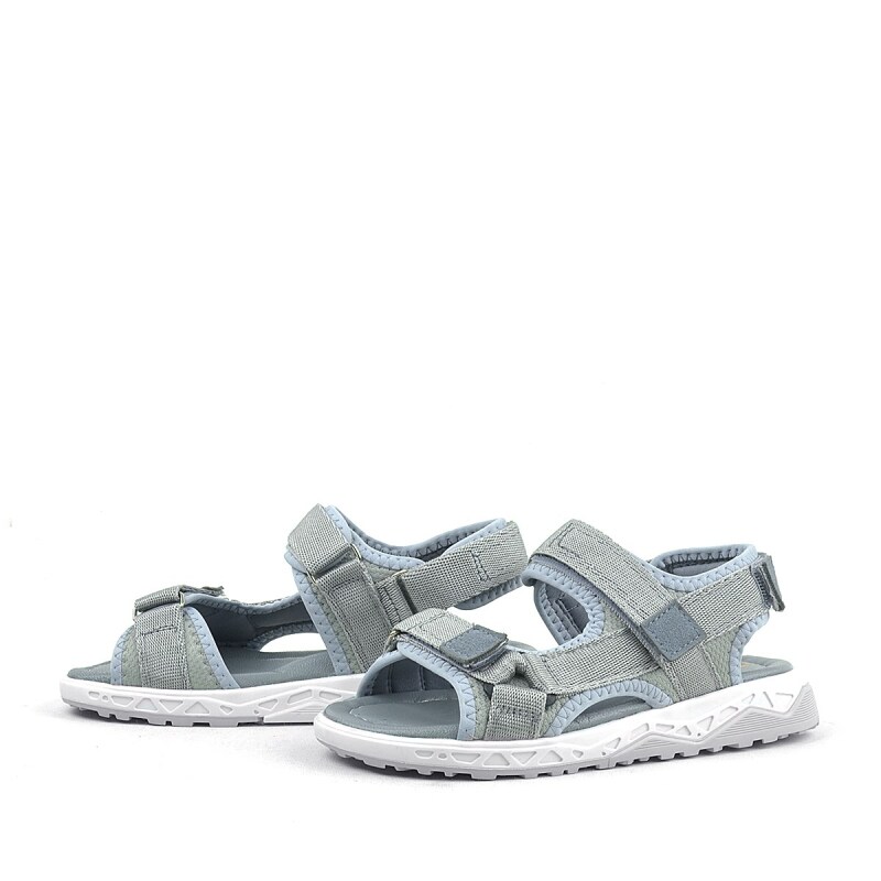 صندل راكر بلاس رمادي للأطفال مع شريط فيلكرو ونعل مريح وتفاصيل حبل - 5