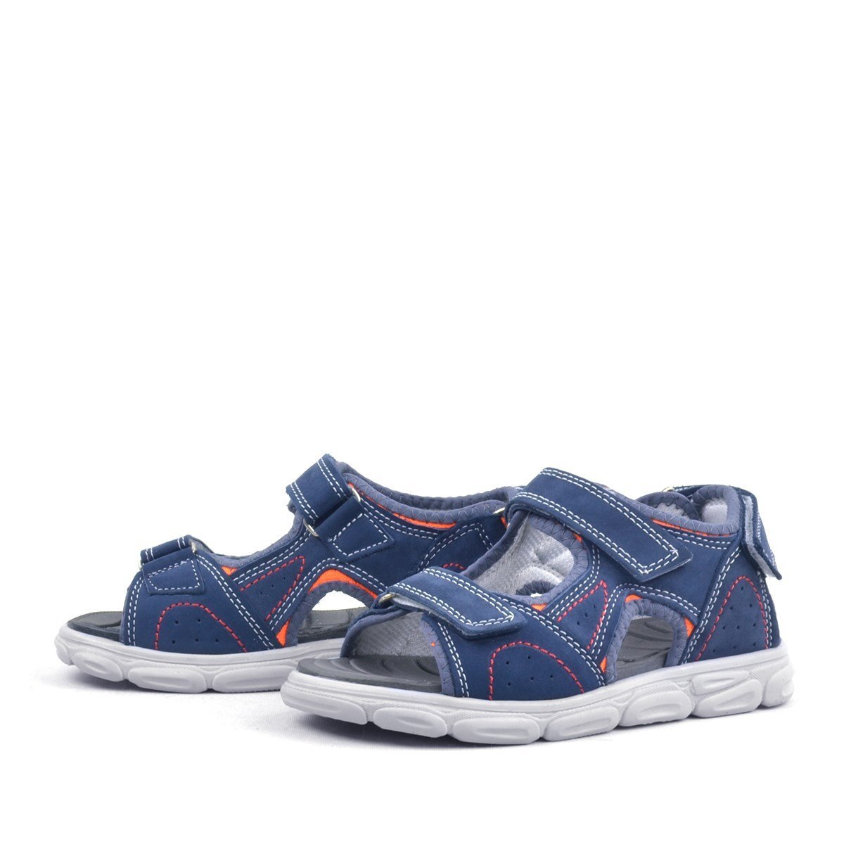 صندل أطفال من الجلد الطبيعي من راكر بلس، أزرق داكن، مزود بشريط فيلكرو - 5
