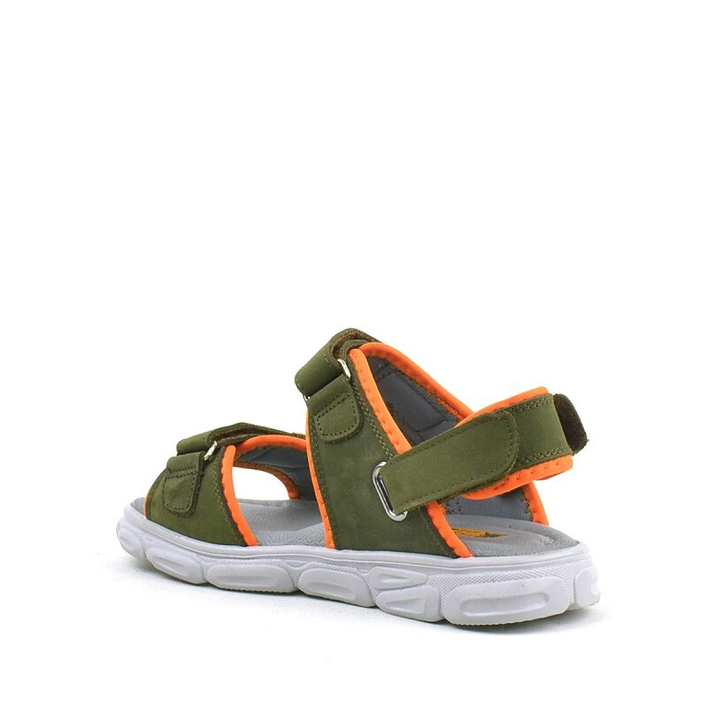 صندل أطفال من الجلد الطبيعي باللون الكاكي البرتقالي من راكر بلاس مع شريط فيلكرو - 3