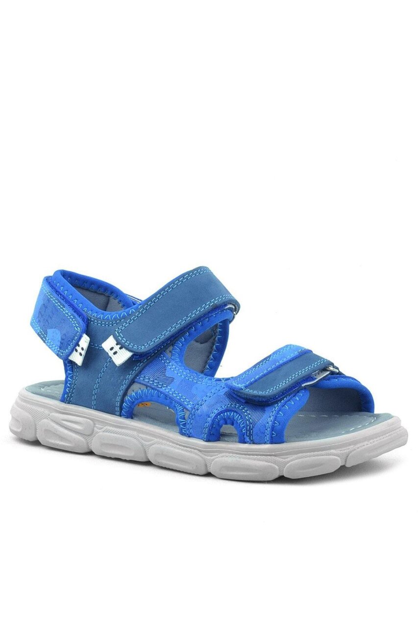 صندل راكر بلاس ويسبس للأطفال من الجلد الطبيعي باللون الأزرق المموه - 2
