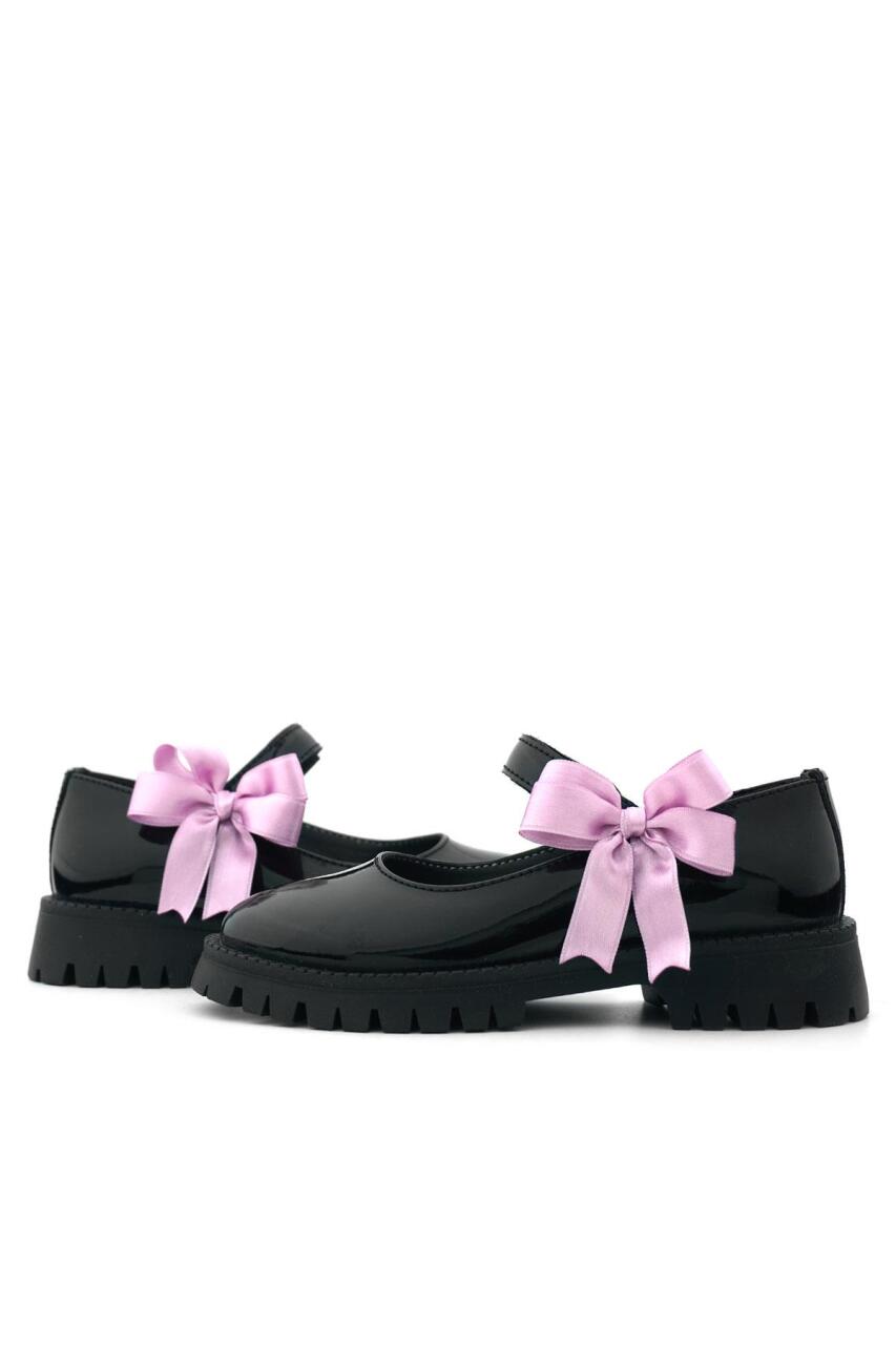 حذاء مدرسي للبنات من راكر بلاس، مصنوع من الجلد الأسود اللامع، مزود بشريط فيلكرو، ونعل سميك - 7