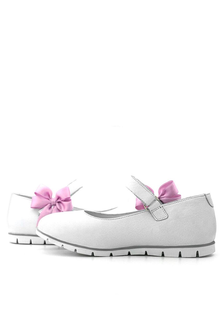 حذاء باليرينا للفتيات من جلد طبيعي من راكر بلاس مع شريط فيلكرو أبيض وردي - 6
