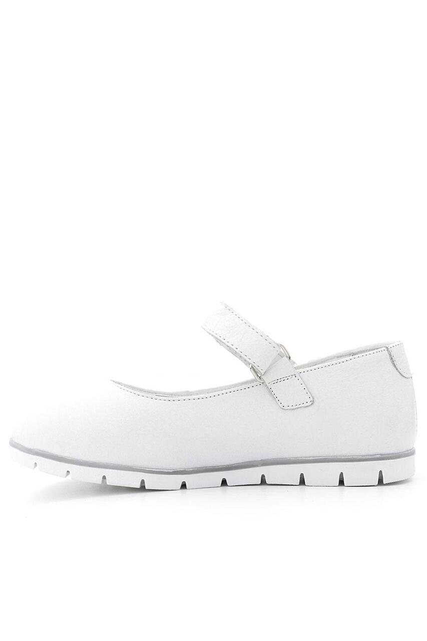 حذاء باليرينا أبيض من الجلد الطبيعي بتصميم خاص للفتيات من راكر بلاس تي بونز - 3