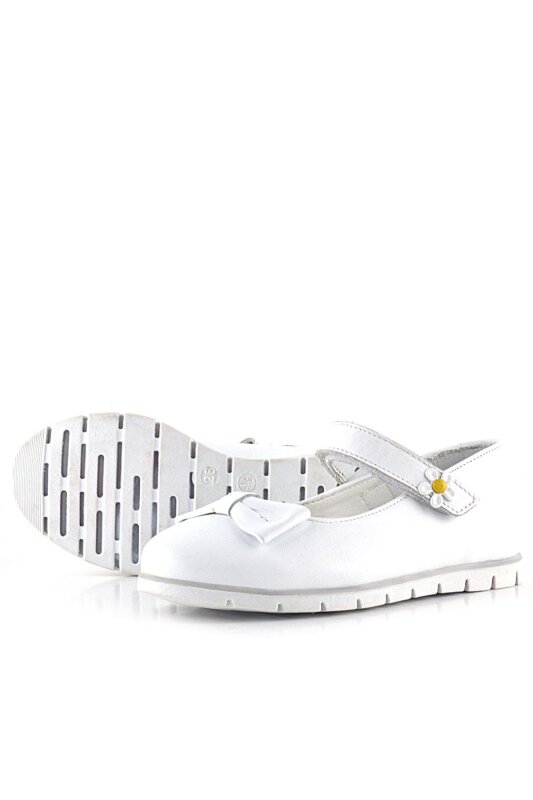 حذاء باليرينا للبنات من راكر بلاس مصنوع من الجلد الطبيعي باللون الأبيض مع تفاصيل فيلكرو - 7