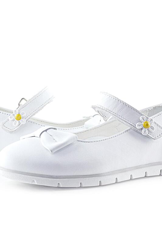 حذاء باليرينا للبنات من راكر بلاس مصنوع من الجلد الطبيعي باللون الأبيض مع تفاصيل فيلكرو - 9