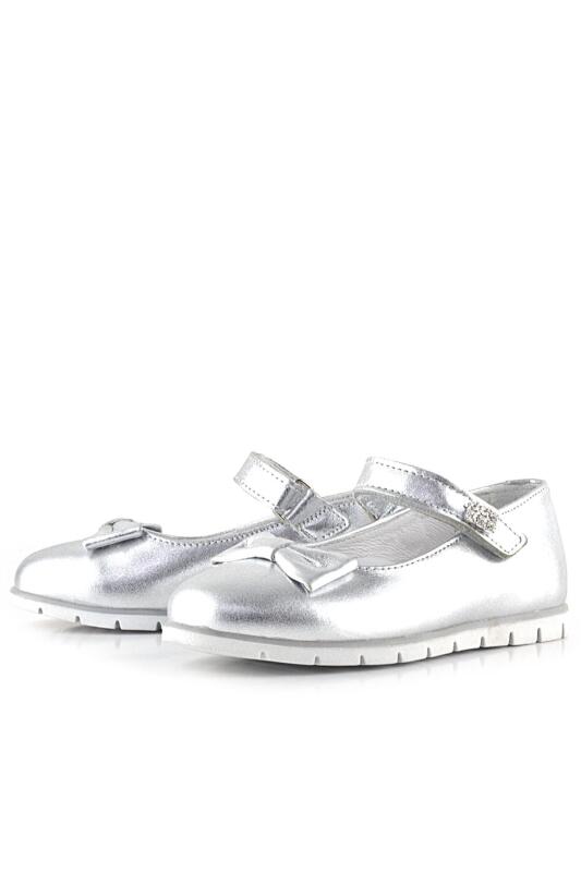 حذاء باليرينا للبنات من الجلد الطبيعي من راكر بلاس مع فيلكرو وحجر فضي - 4