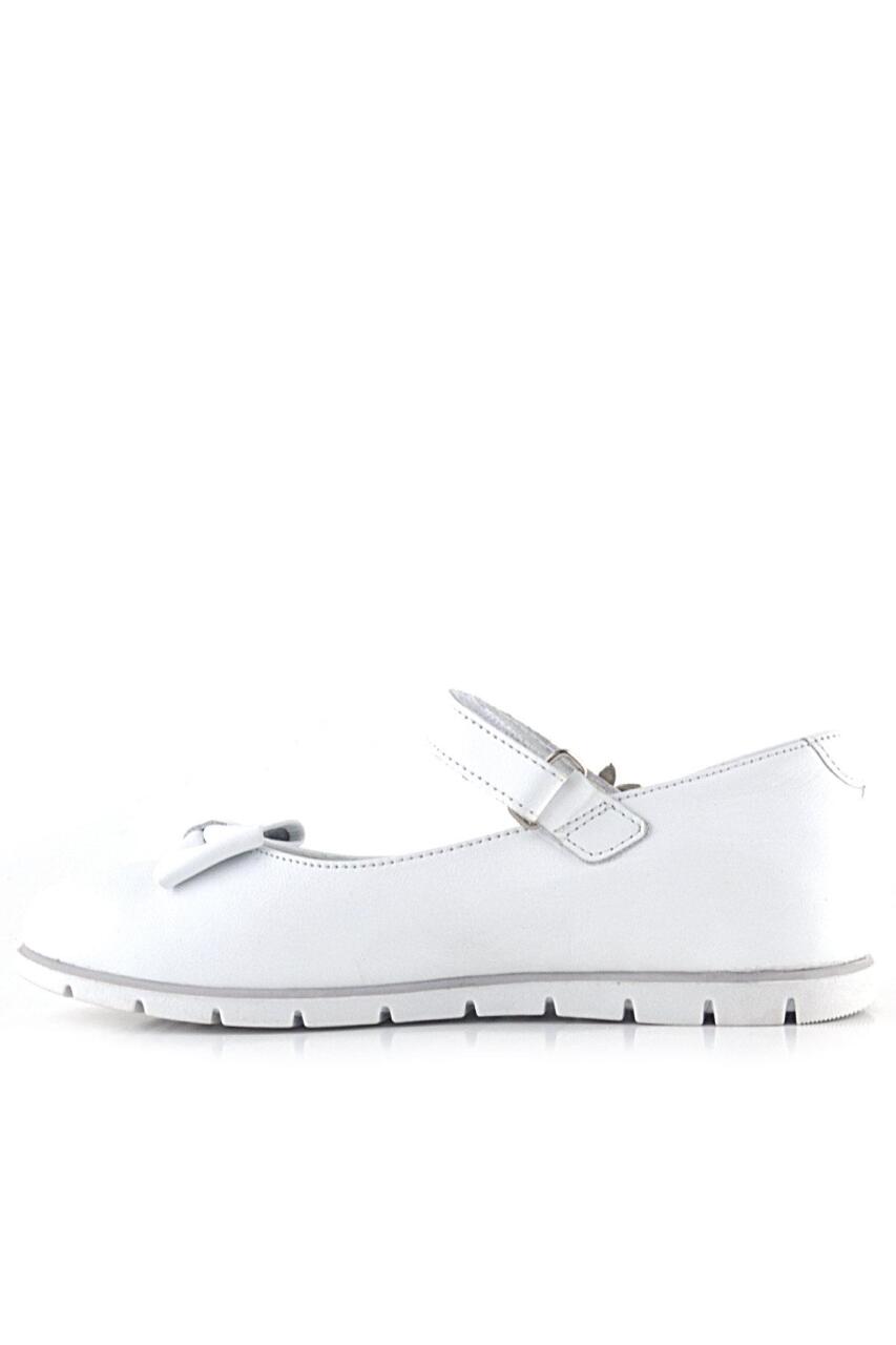 حذاء باليرينا للبنات من راكر بلاس مصنوع من الجلد الطبيعي باللون الأبيض ومزين بتفاصيل زهور من الفيلكرو - 4
