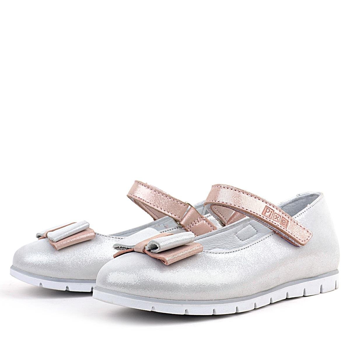 حذاء باليرينا للبنات من راكر بلاس مصنوع من الجلد الطبيعي بلون فضي مائل للرمادي - 5