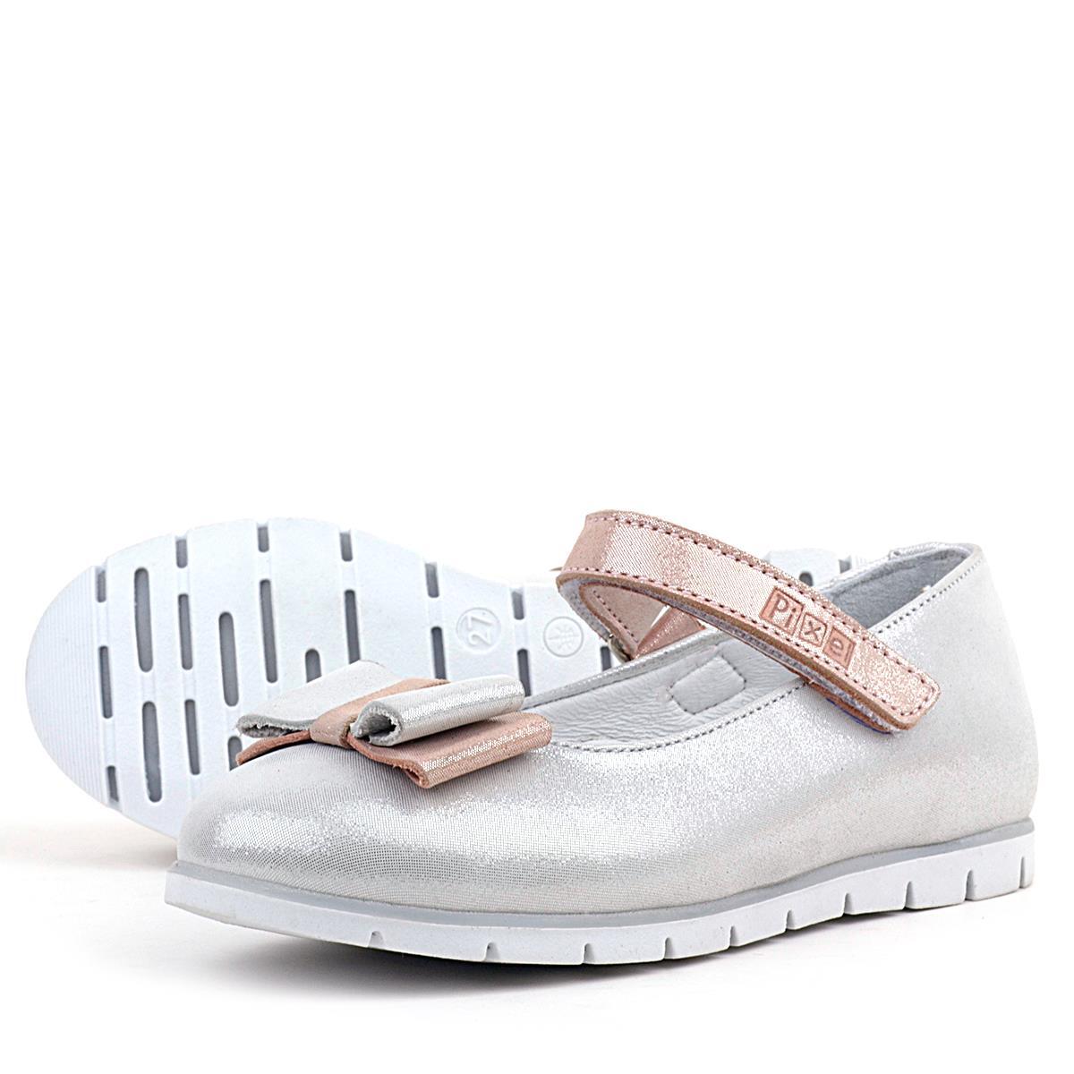 حذاء باليرينا للبنات من راكر بلاس مصنوع من الجلد الطبيعي بلون فضي مائل للرمادي - 6