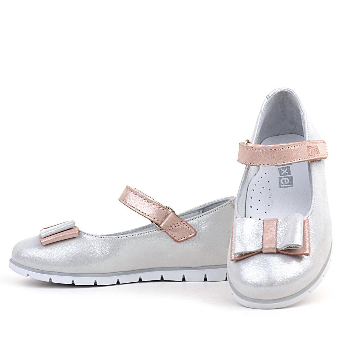 حذاء باليرينا للبنات من راكر بلاس مصنوع من الجلد الطبيعي بلون فضي مائل للرمادي - 7