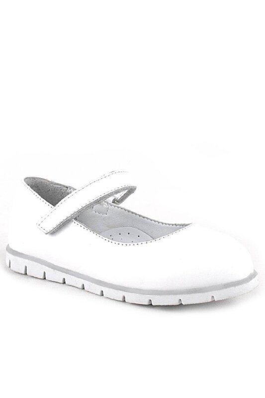 حذاء باليرينا أبيض من الجلد الطبيعي للفتيات من راكر بلاس - 2