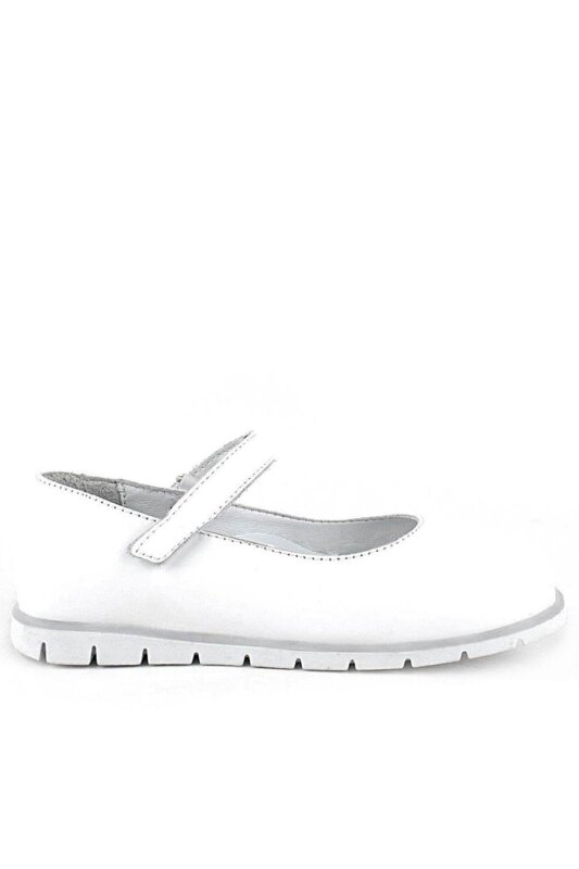 حذاء باليرينا أبيض من الجلد الطبيعي للفتيات من راكر بلاس - 3
