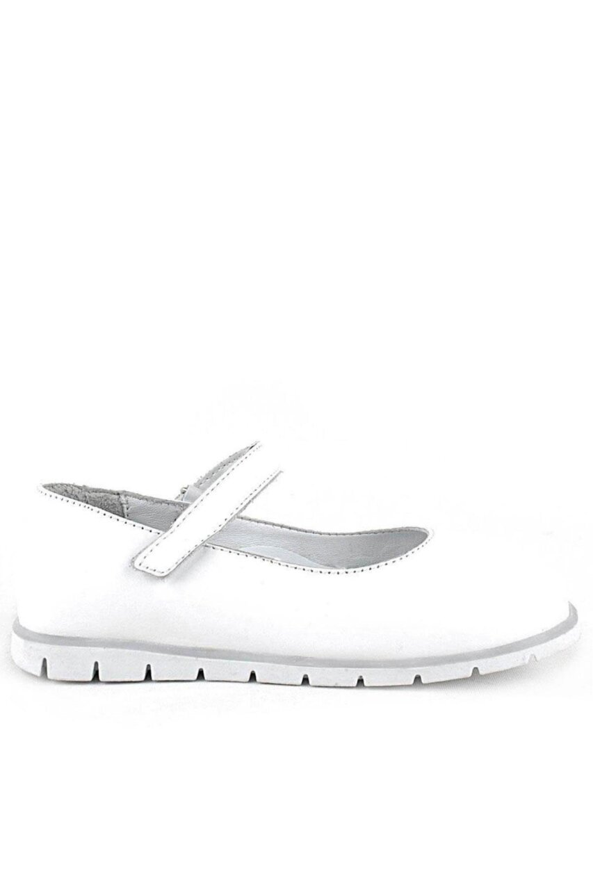 حذاء باليرينا أبيض من الجلد الطبيعي للفتيات من راكر بلاس - 3