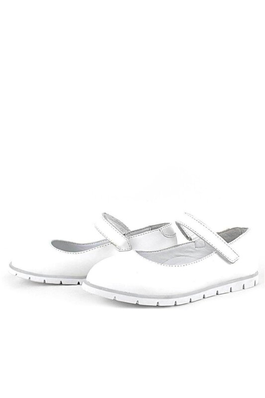حذاء باليرينا أبيض من الجلد الطبيعي للفتيات من راكر بلاس - 4