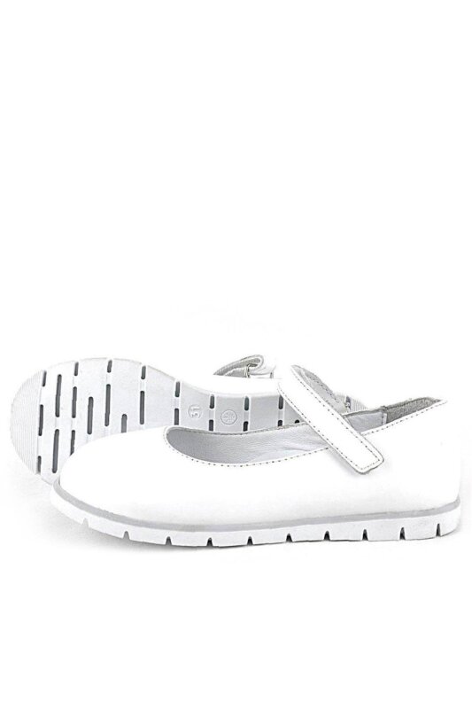 حذاء باليرينا أبيض من الجلد الطبيعي للفتيات من راكر بلاس - 5