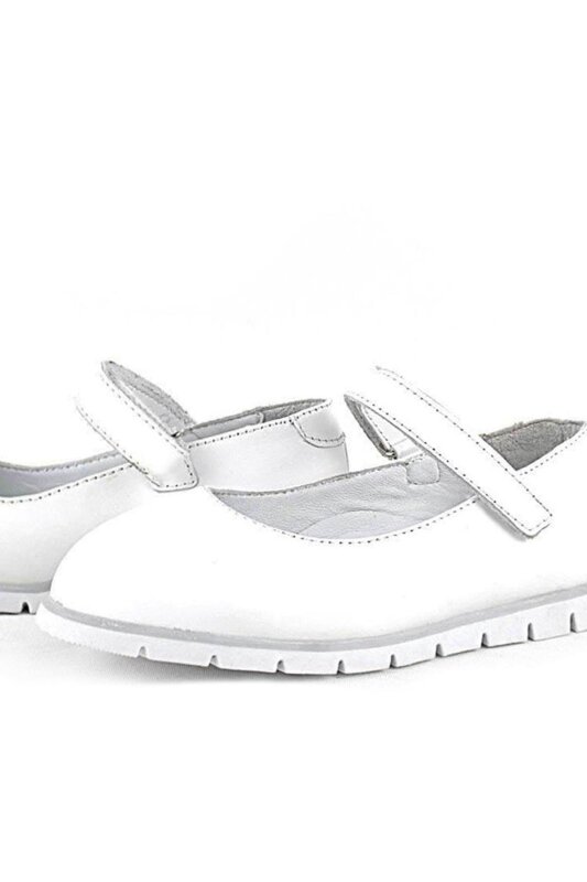 حذاء باليرينا أبيض من الجلد الطبيعي للفتيات من راكر بلاس - 7