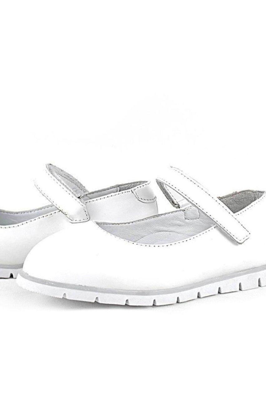 حذاء باليرينا أبيض من الجلد الطبيعي للفتيات من راكر بلاس - 7