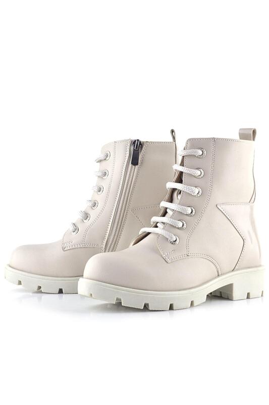 حذاء بناتي من راكر بلاس كريمي بتفاصيل نجوم ورباط وسحاب - 5