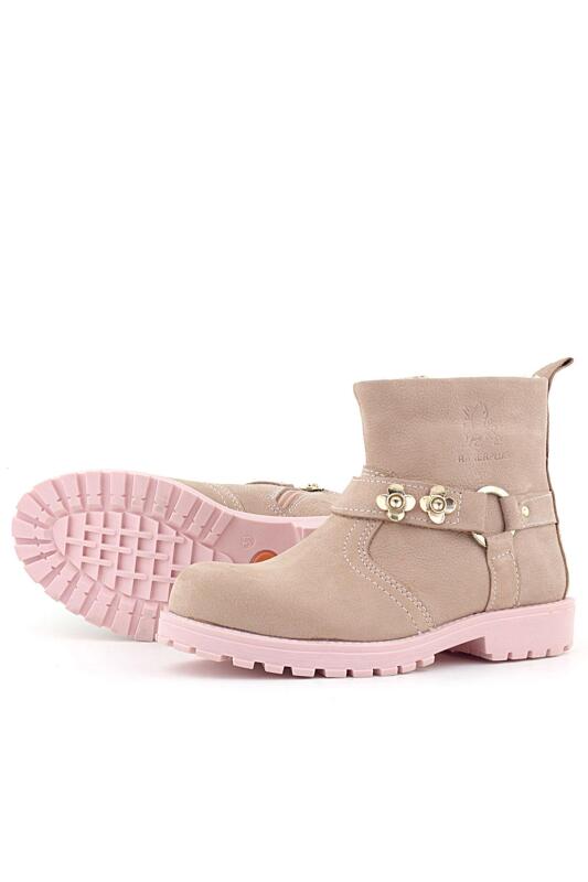 حذاء راكر بلاس تشيرون من الجلد الطبيعي الوردي بسحاب للفتيات الصغيرات - 5