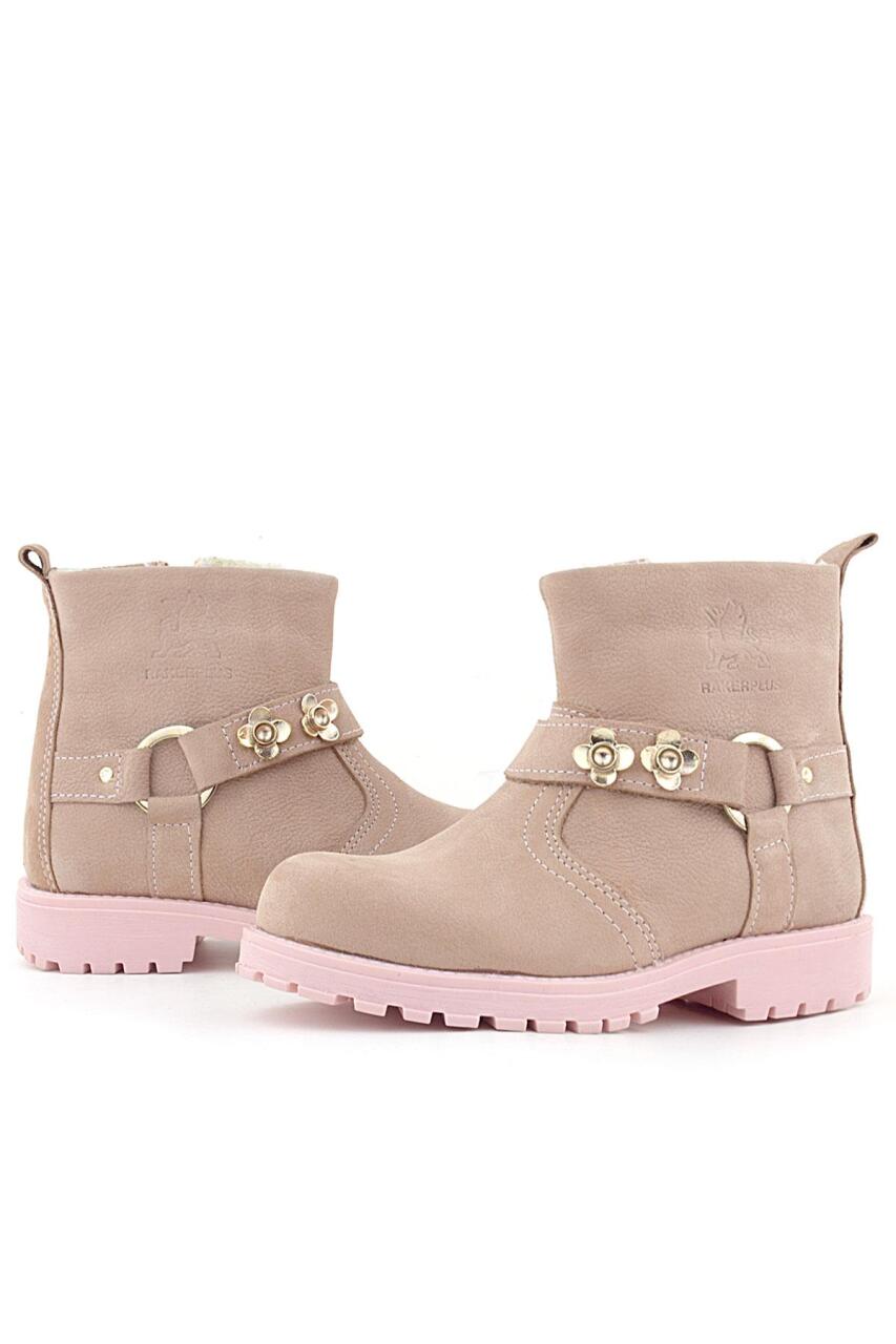 حذاء راكر بلاس تشيرون من الجلد الطبيعي الوردي بسحاب للفتيات الصغيرات - 6