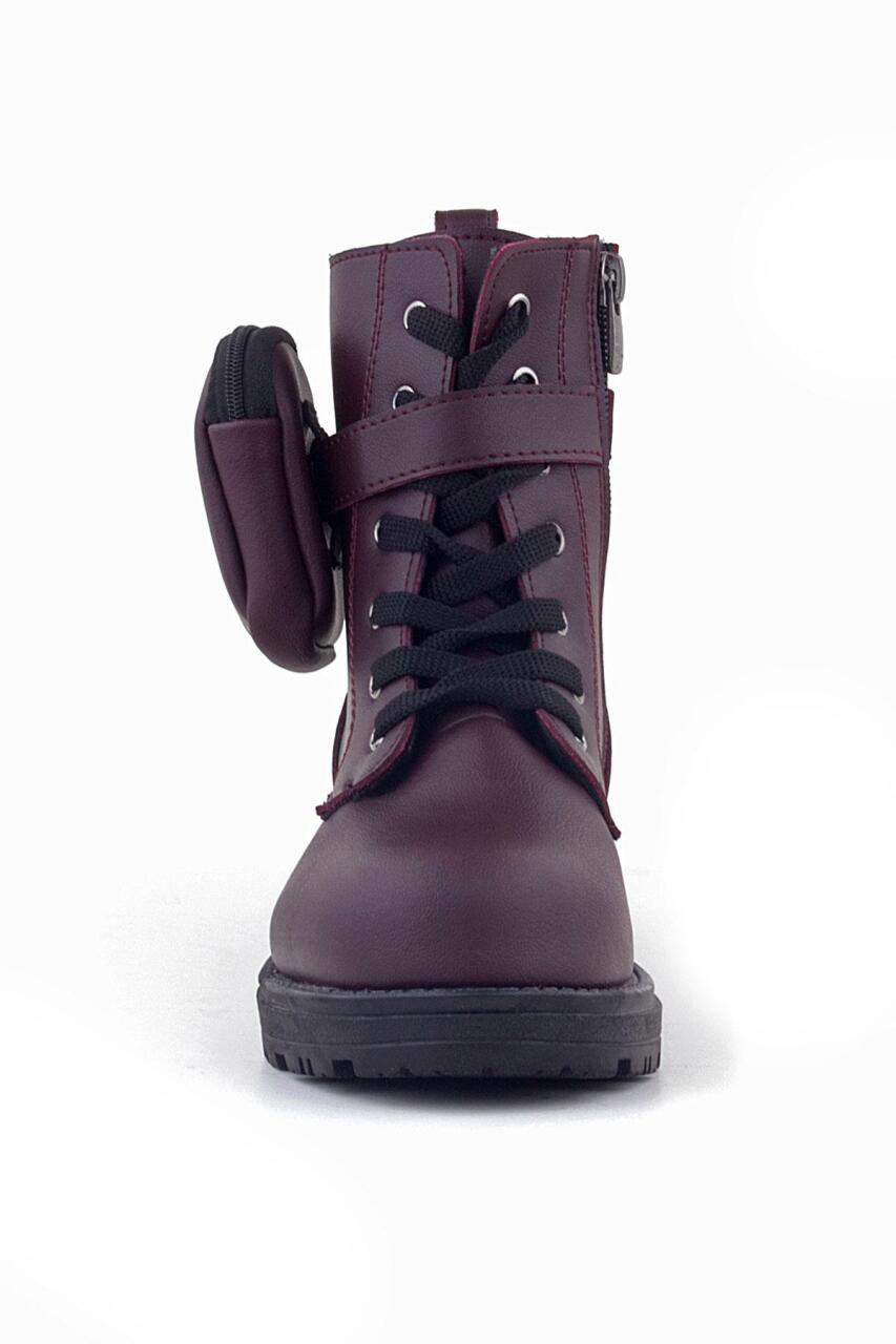 محفظة Rakerplus بورجوندي بسحاب ورباط للأحذية للبنات - 3