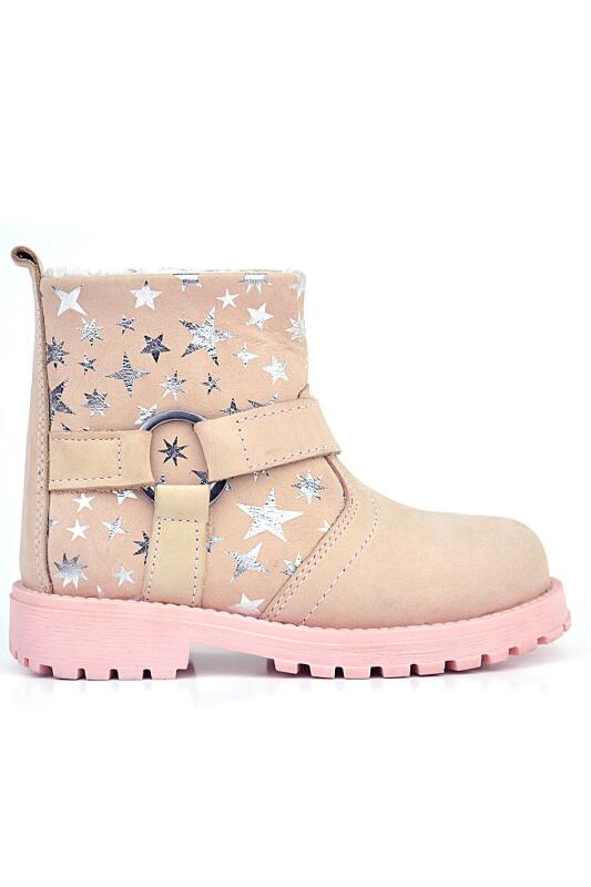 حذاء Rakerplus Chiron للفتيات من الجلد الطبيعي بنقشة نجمة بودرة وسحاب من الفرو - 2