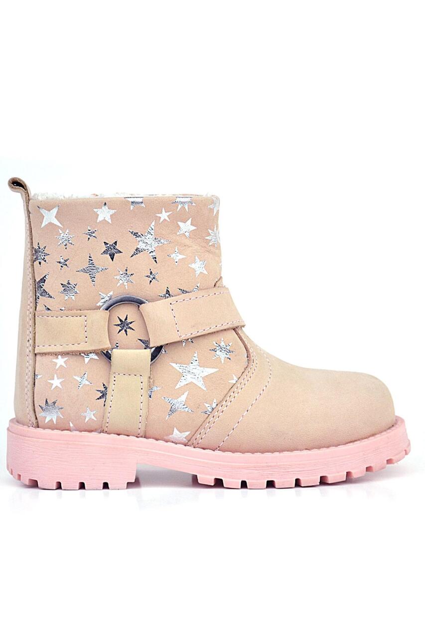 حذاء Rakerplus Chiron للفتيات من الجلد الطبيعي بنقشة نجمة بودرة وسحاب من الفرو - 2