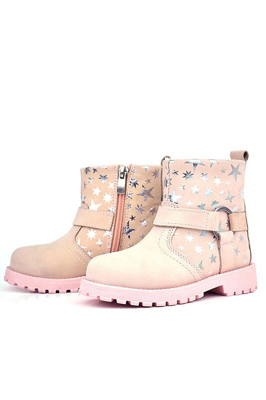 حذاء Rakerplus Chiron للفتيات من الجلد الطبيعي بنقشة نجمة بودرة وسحاب من الفرو - 3