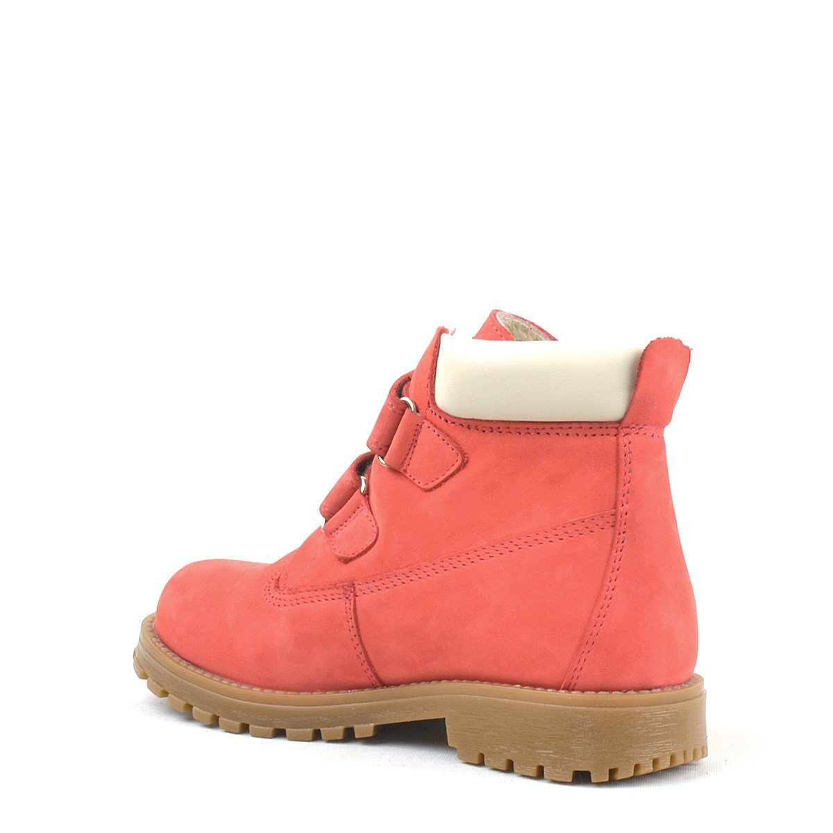 حذاء أطفال من الجلد الطبيعي من راكر بلاس نيسون، أحمر اللون، بشريط فيلكرو - 3