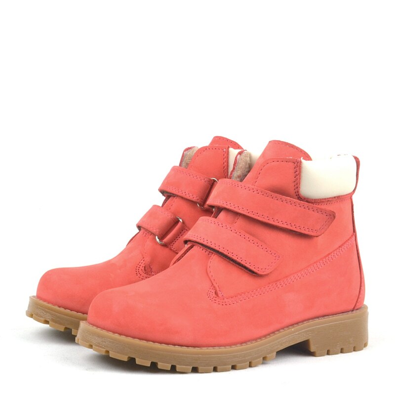 حذاء أطفال من الجلد الطبيعي من راكر بلاس نيسون، أحمر اللون، بشريط فيلكرو - 4