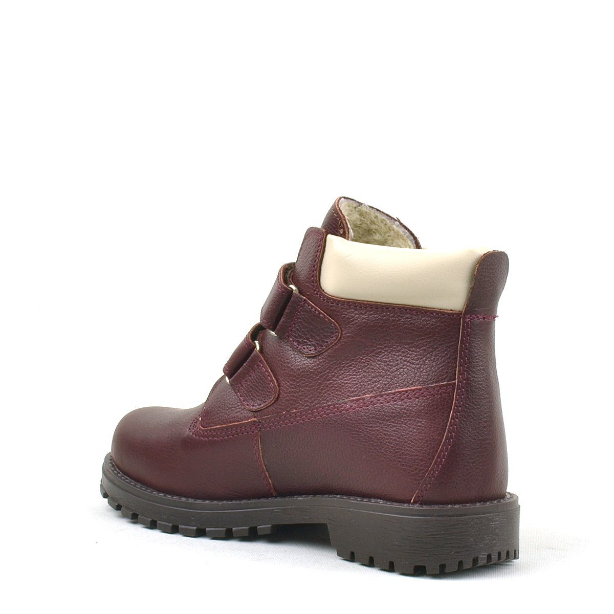 حذاء أطفال من الجلد الطبيعي من راكر بلاس نيسون، لون عنابي، مزود بشريط فيلكرو - 3