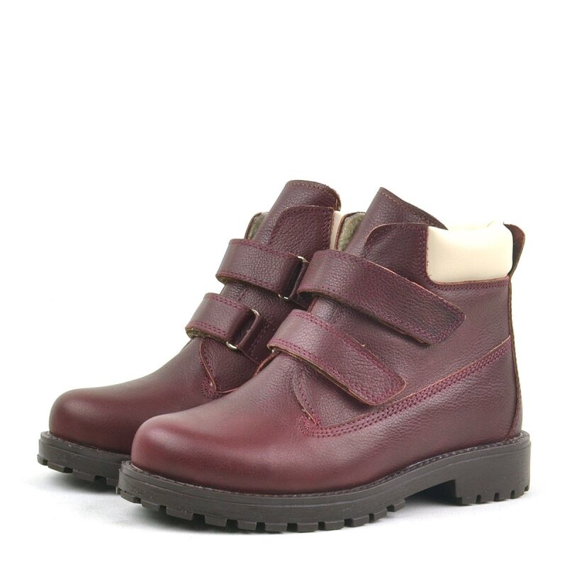 حذاء أطفال من الجلد الطبيعي من راكر بلاس نيسون، لون عنابي، مزود بشريط فيلكرو - 4