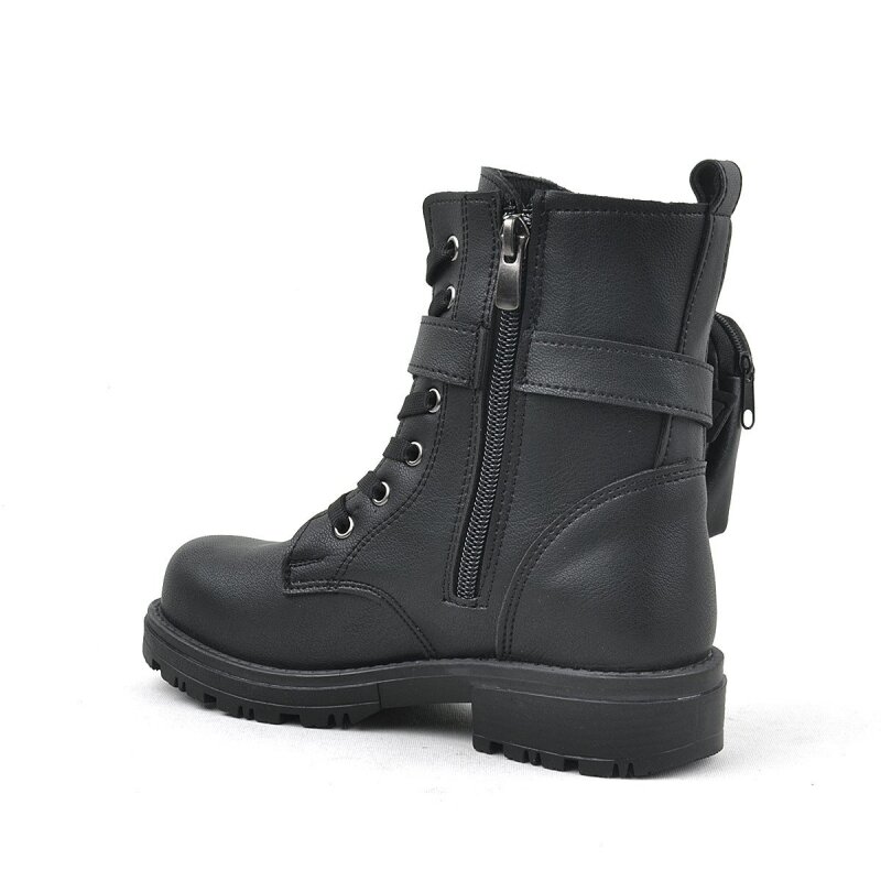 حذاء بناتي من راكر بلاس، محفظة سوداء بسحاب ورباط - 3