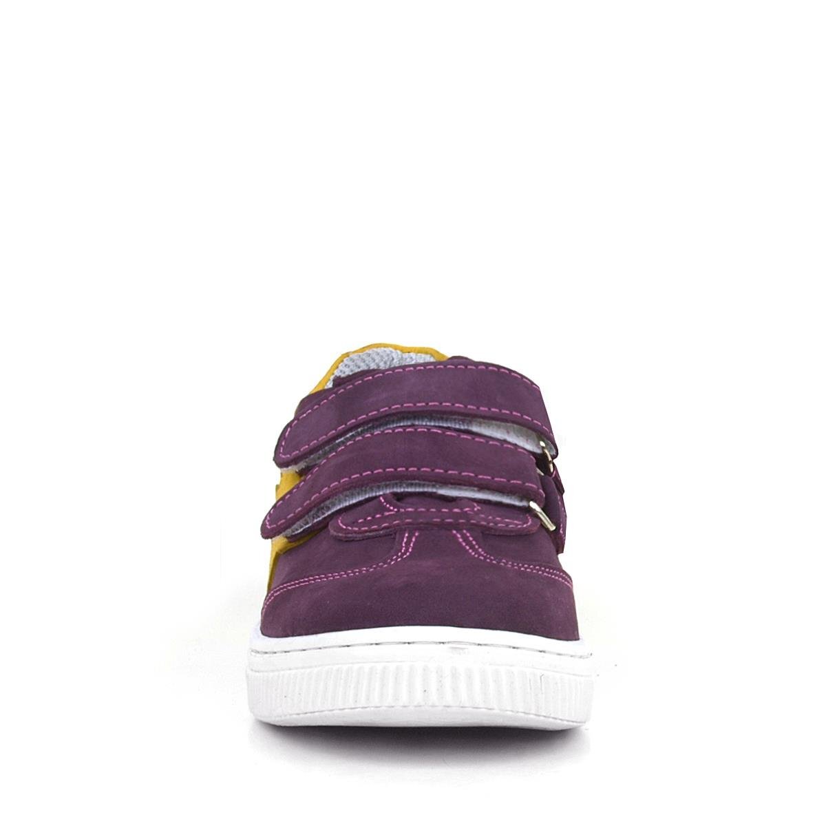 حذاء رياضي للأطفال من جلد طبيعي من راكر بلس، لون أرجواني وأصفر، مزود بشريط فيلكرو - 3