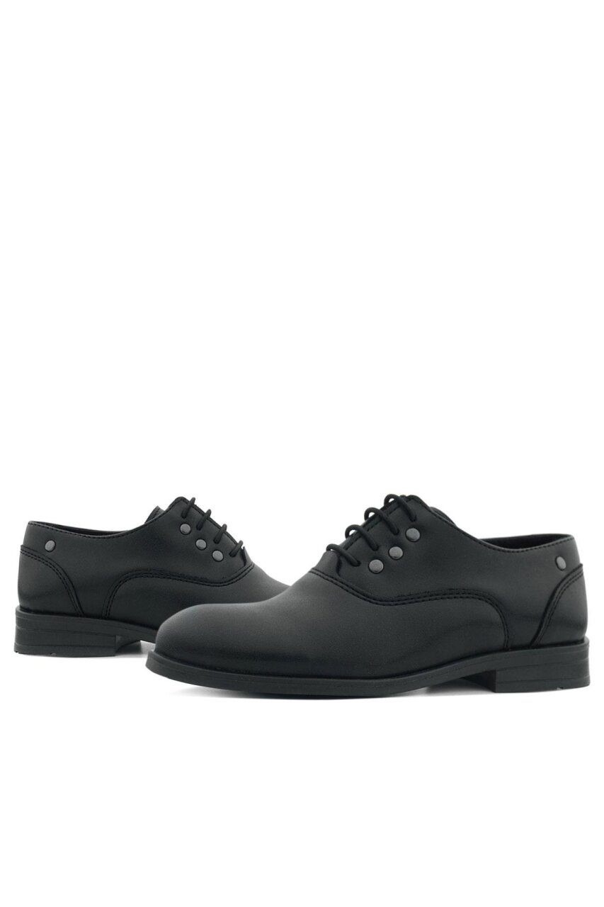 حذاء كلاسيكي للأطفال من راكر بلاس، أسود مطفي، برباط، مزين بتفاصيل معدنية - 8