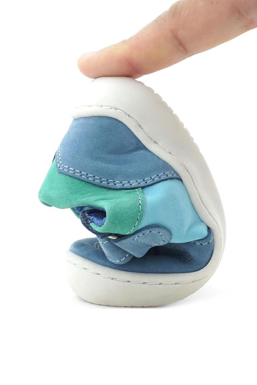 حذاء رياضي للأطفال من راكر بلس بوب مصنوع من الجلد الطبيعي باللون الأزرق والأخضر مزود بشريط فيلكرو مطاطي - 9