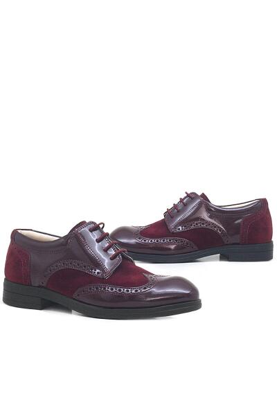 حذاء كلاسيكي للأولاد من جلد نوبوك لامع من راكر بلاس تيتان بورجوندي برباط - 7