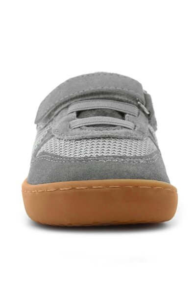 حذاء رياضي للأطفال من راكر بلاس بوب مصنوع من الجلد الطبيعي باللون الرمادي مع شريط فيلكرو مطاطي - 4