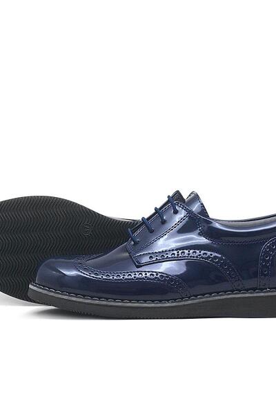 حذاء رياضي يومي من الجلد اللامع باللون الأزرق الداكن للأولاد من راكر بلاس للمدارس الابتدائية - 5