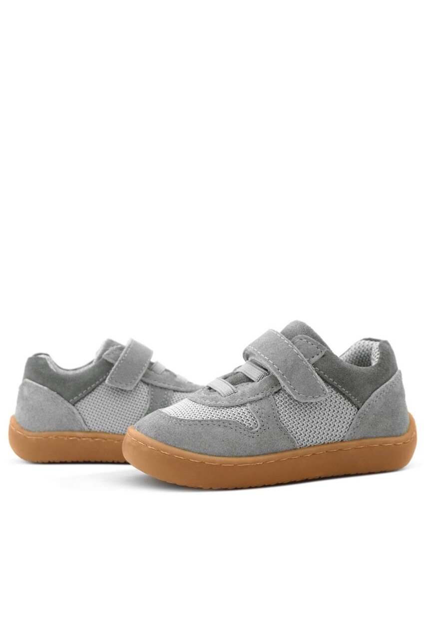 حذاء رياضي للأطفال من راكر بلاس بوب مصنوع من الجلد الطبيعي باللون الرمادي مع شريط فيلكرو مطاطي - 8
