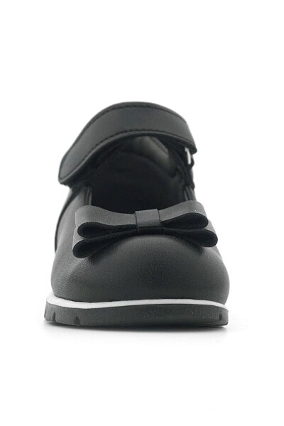 حذاء باليرينا للبنات الصغار من راكر بلاس، أسود غير لامع، مع فيونكة - 4